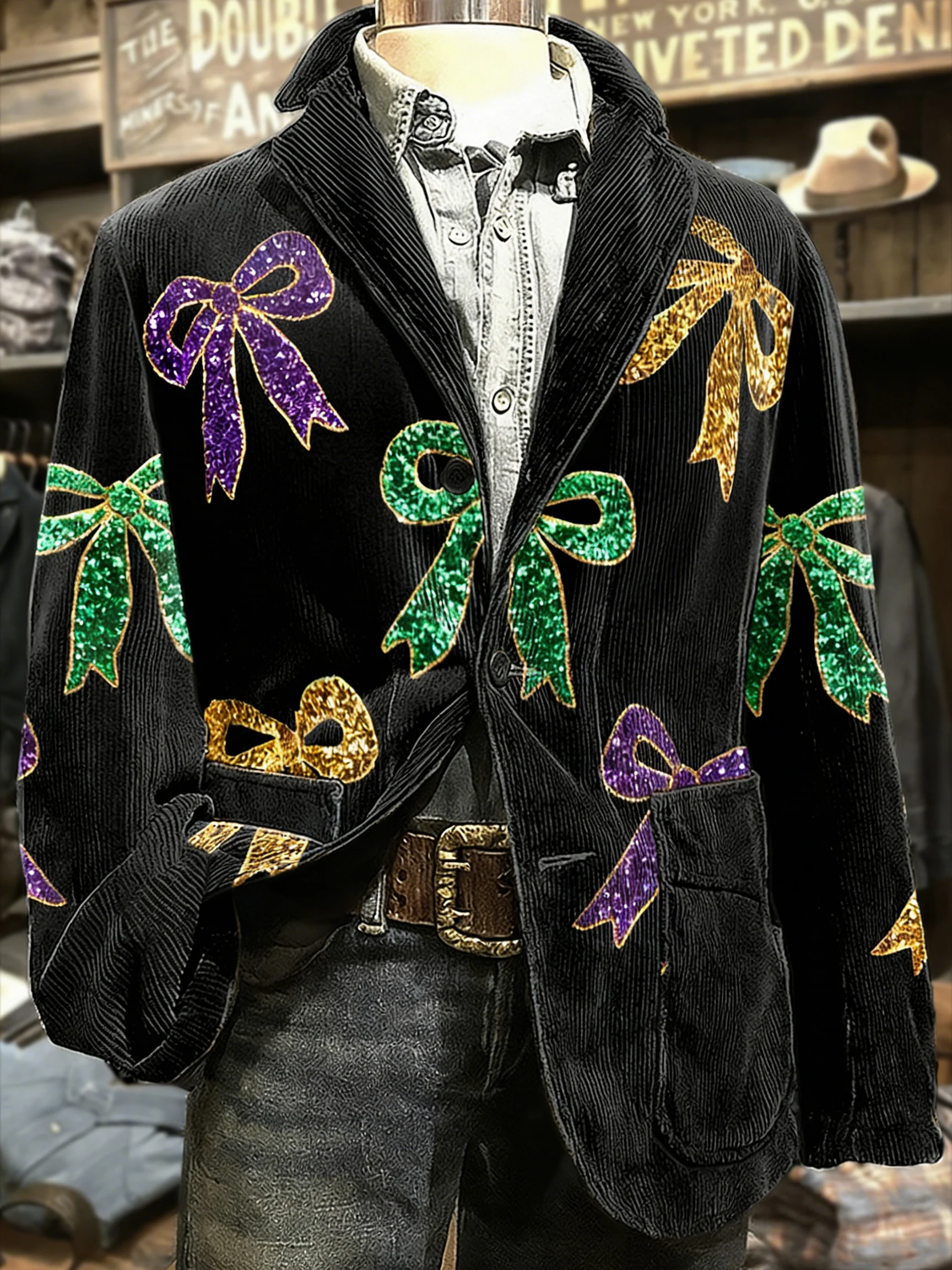 Men's Retro Mardi Gras Printed Casual Suit