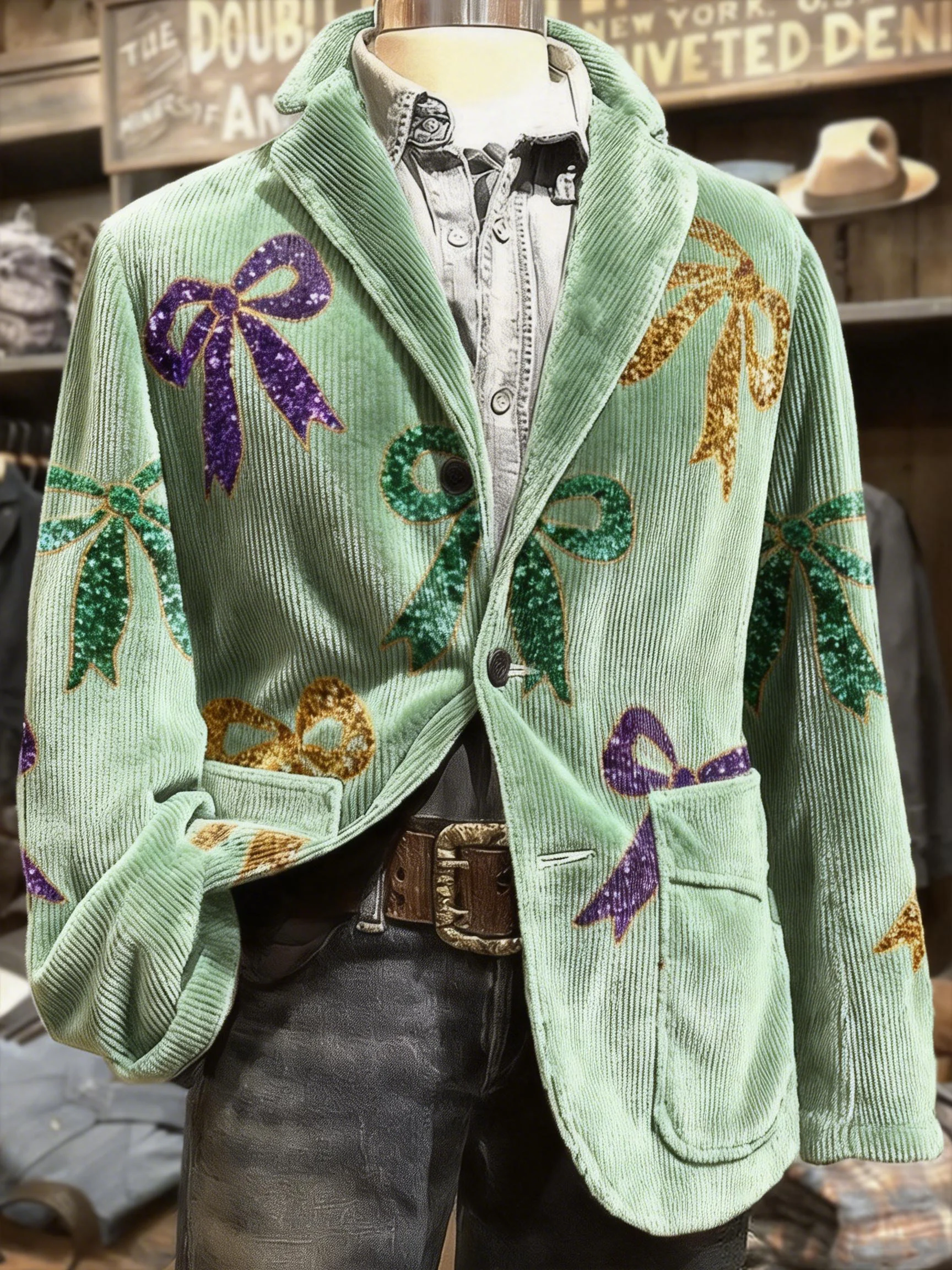 Men's Retro Mardi Gras Printed Casual Suit