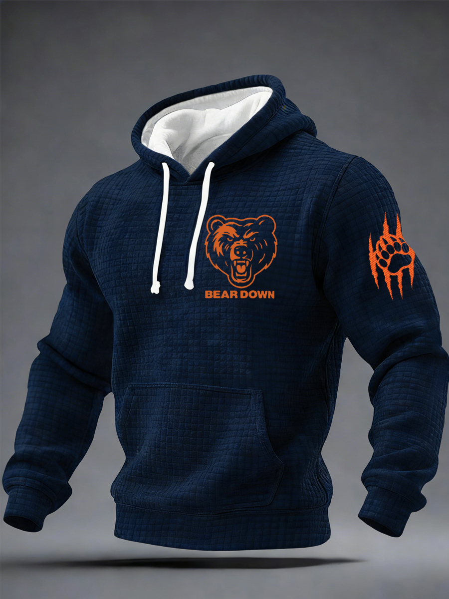 Men's Good Better Best Print Football Fans  Checkered Cotton Hoodie