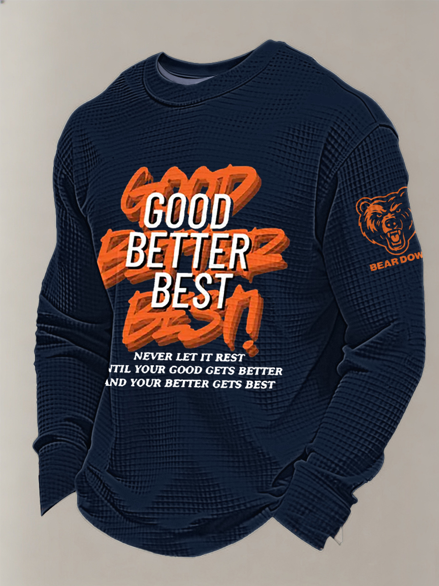 Men's Good Better Best Print Football Fans  Printed Long Sleeve Sweatshirt