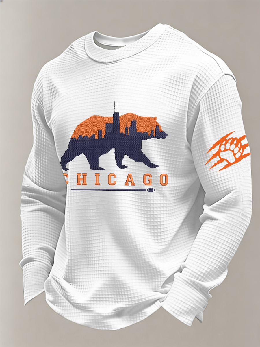 Men's Football Fans Gameday Casual Waffle Sweatshirt