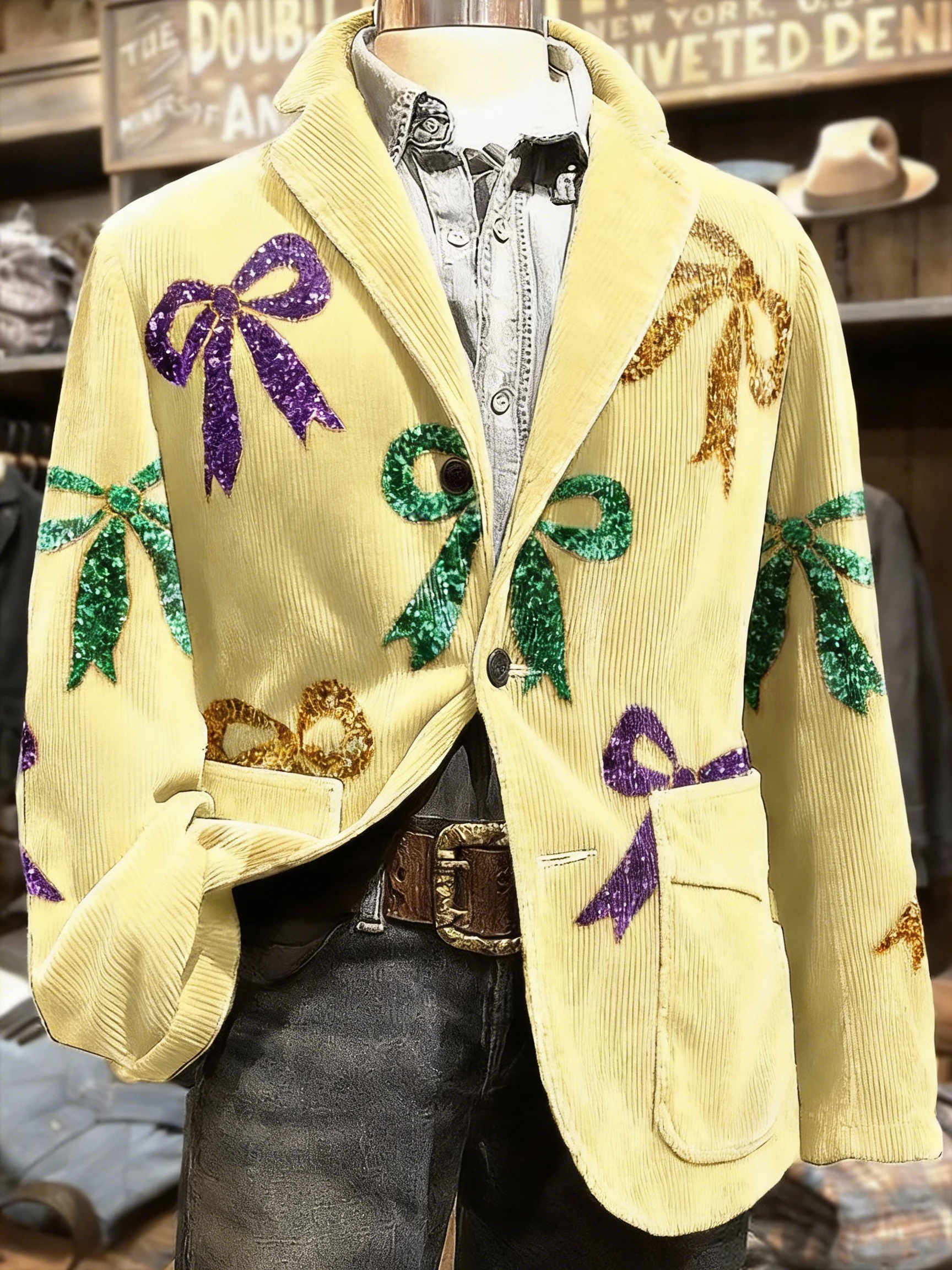 Men's Retro Mardi Gras Printed Casual Suit