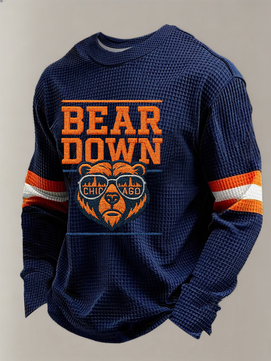 Men's Football Fans Gameday Casual Waffle Sweatshirt