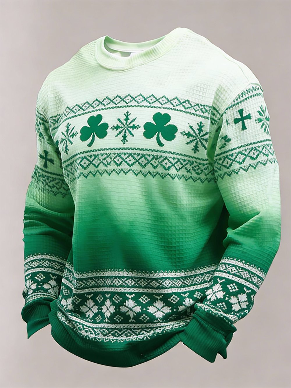 Men's St. Patrick's Day Printed Waffle Knit Long-Sleeve T-Shirt