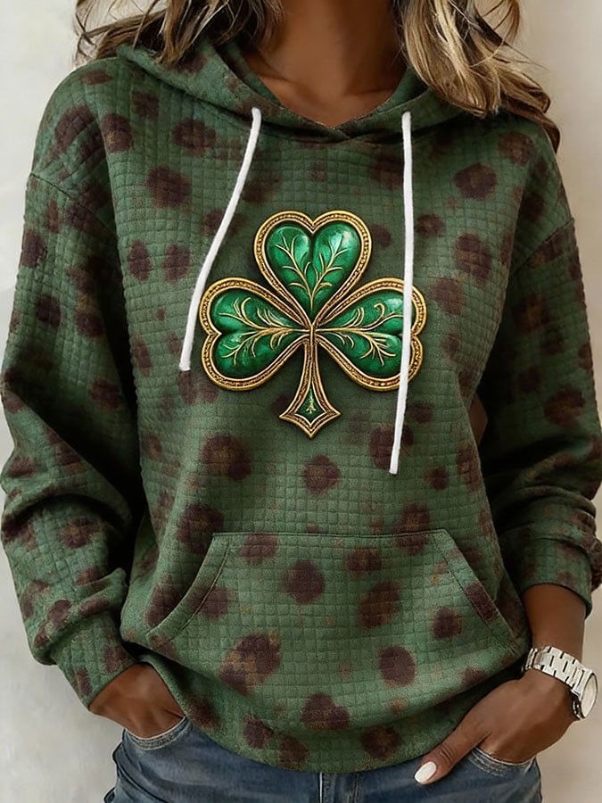 Women's St. Patrick's Day Shamrock Art Print Hoodie