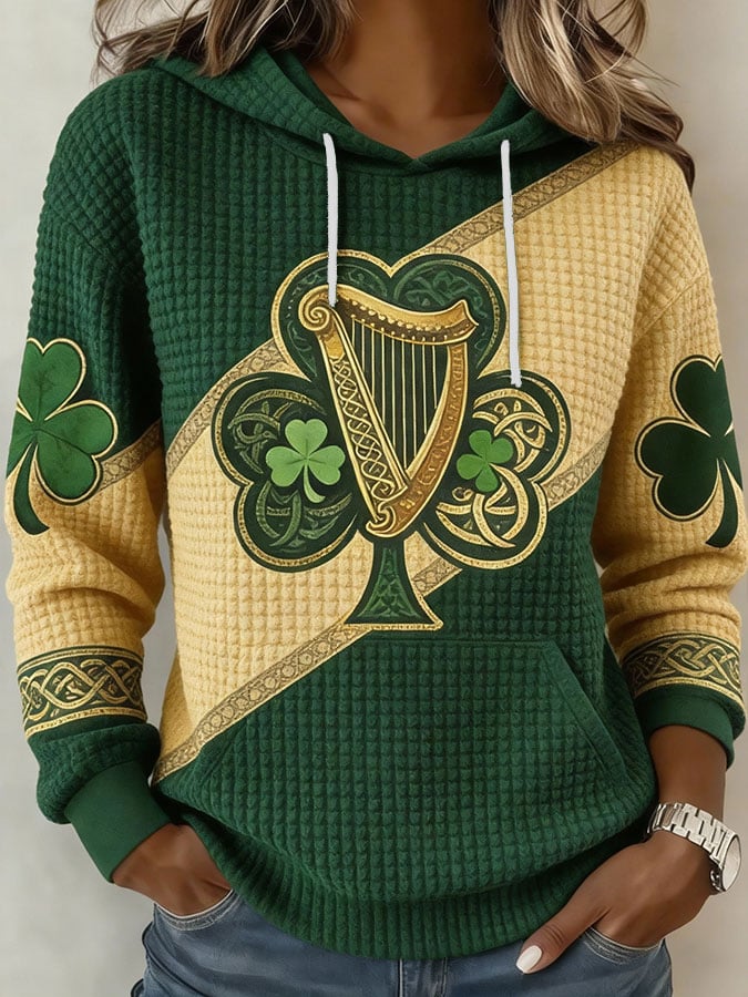 Women's St. Patrick's Day Shamrock Art Print Hoodie