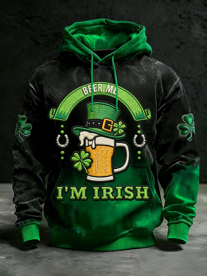 Men's Winter St. Patrick's Day Printed Hoodie