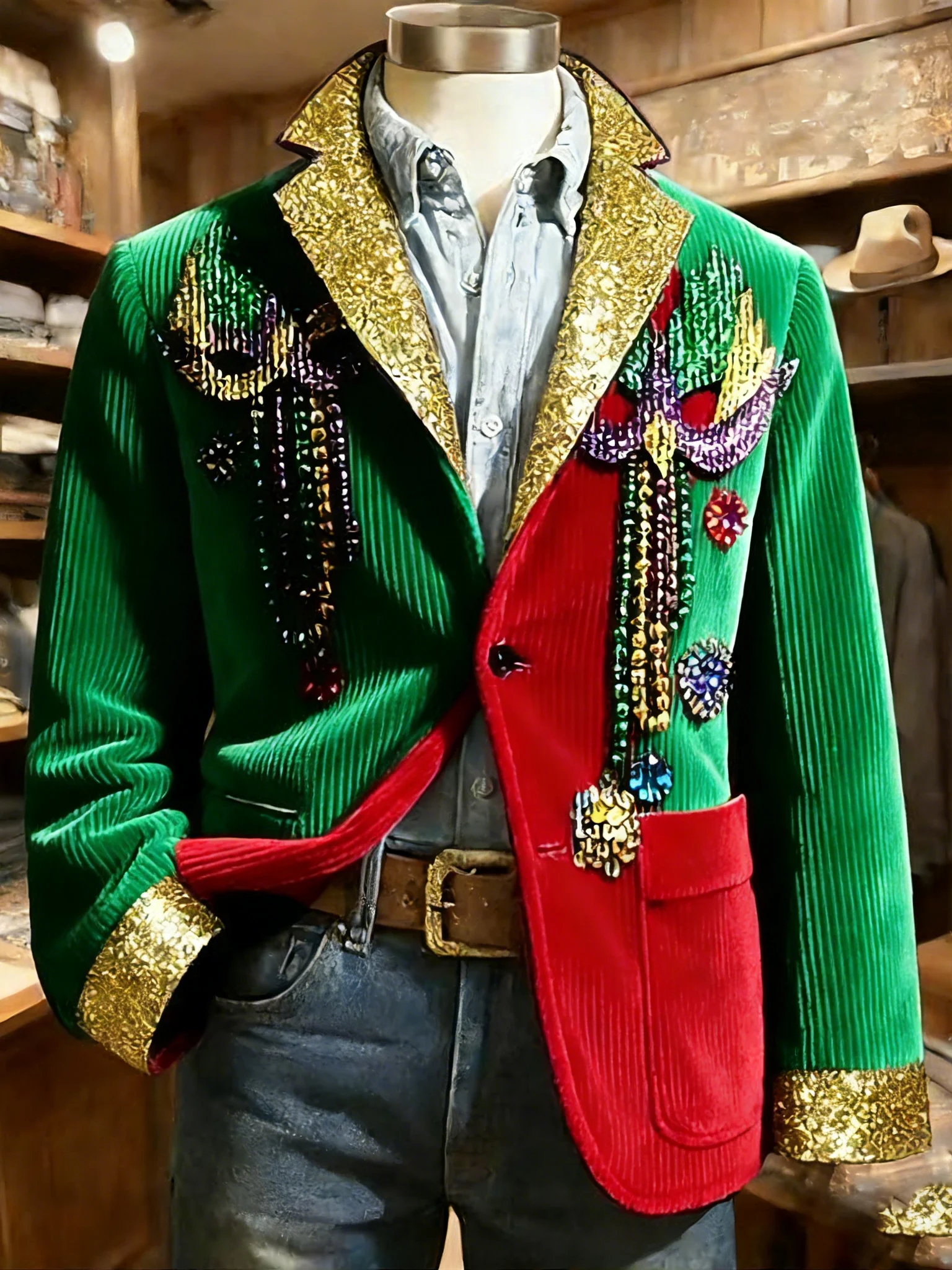 Mardi Gras Men's Vintage Casual Corduroy Blazer