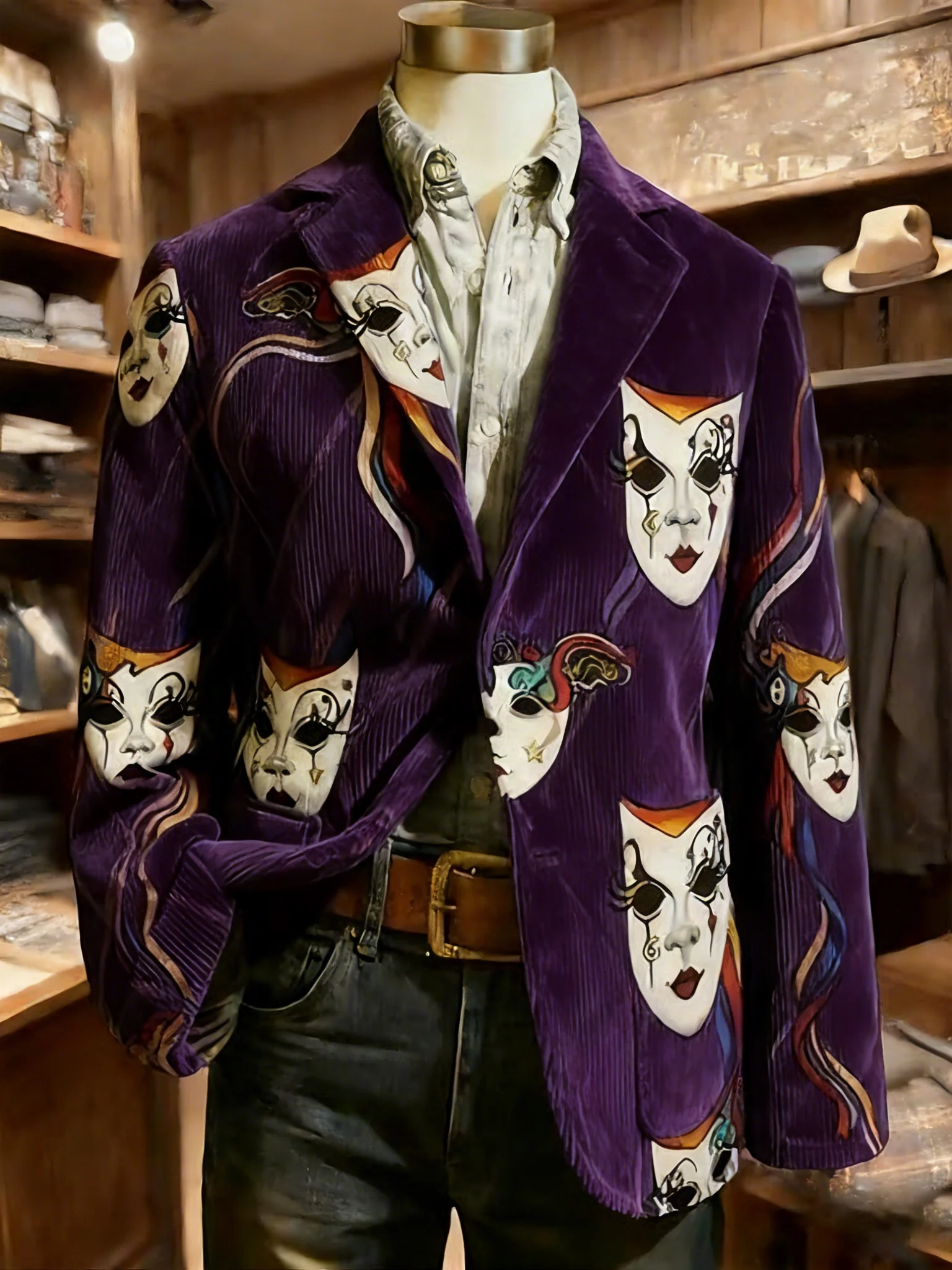 Mardi Gras Men's Vintage Casual Corduroy Blazer