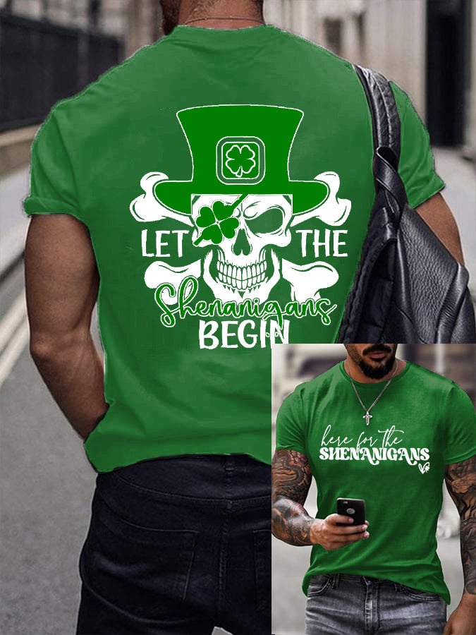 Men's Let The Shenanigans Begin Printed Round Neck T-Shirt