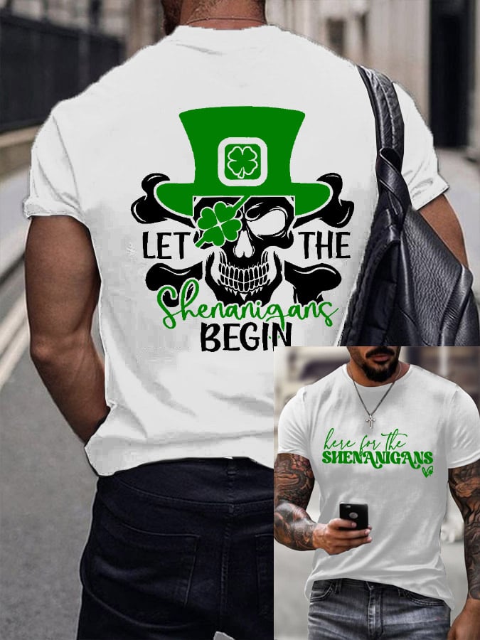 Men's Let The Shenanigans Begin Printed Round Neck T-Shirt