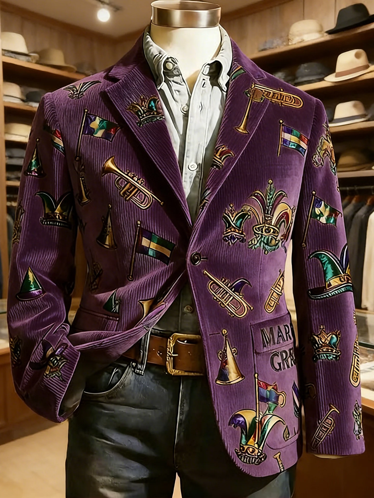 Mardi Gras Men's Vintage Casual Corduroy Blazer