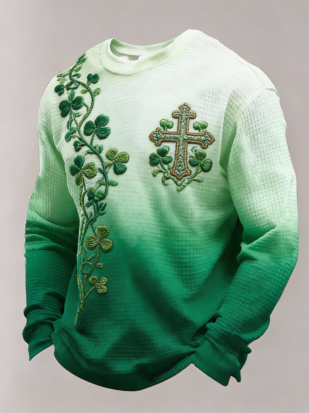 Men's St. Patrick's Day Printed Waffle Knit Long-Sleeve T-Shirt