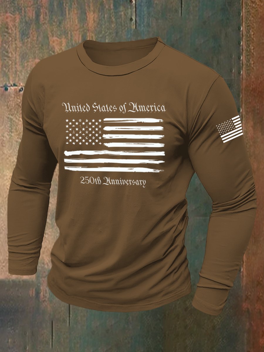 Men's Retro American 250th Anniversary Long-Sleeved T-Shirt