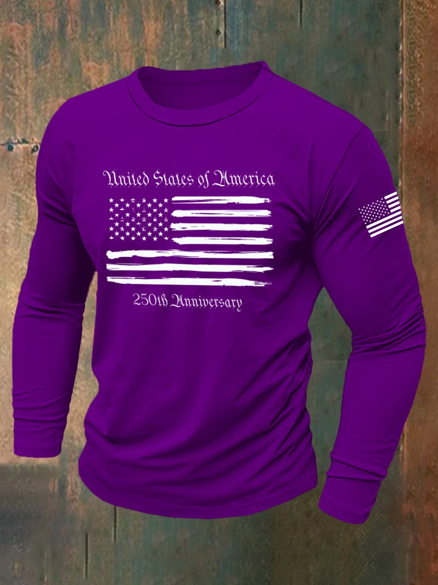 Men's Retro American 250th Anniversary Long-Sleeved T-Shirt