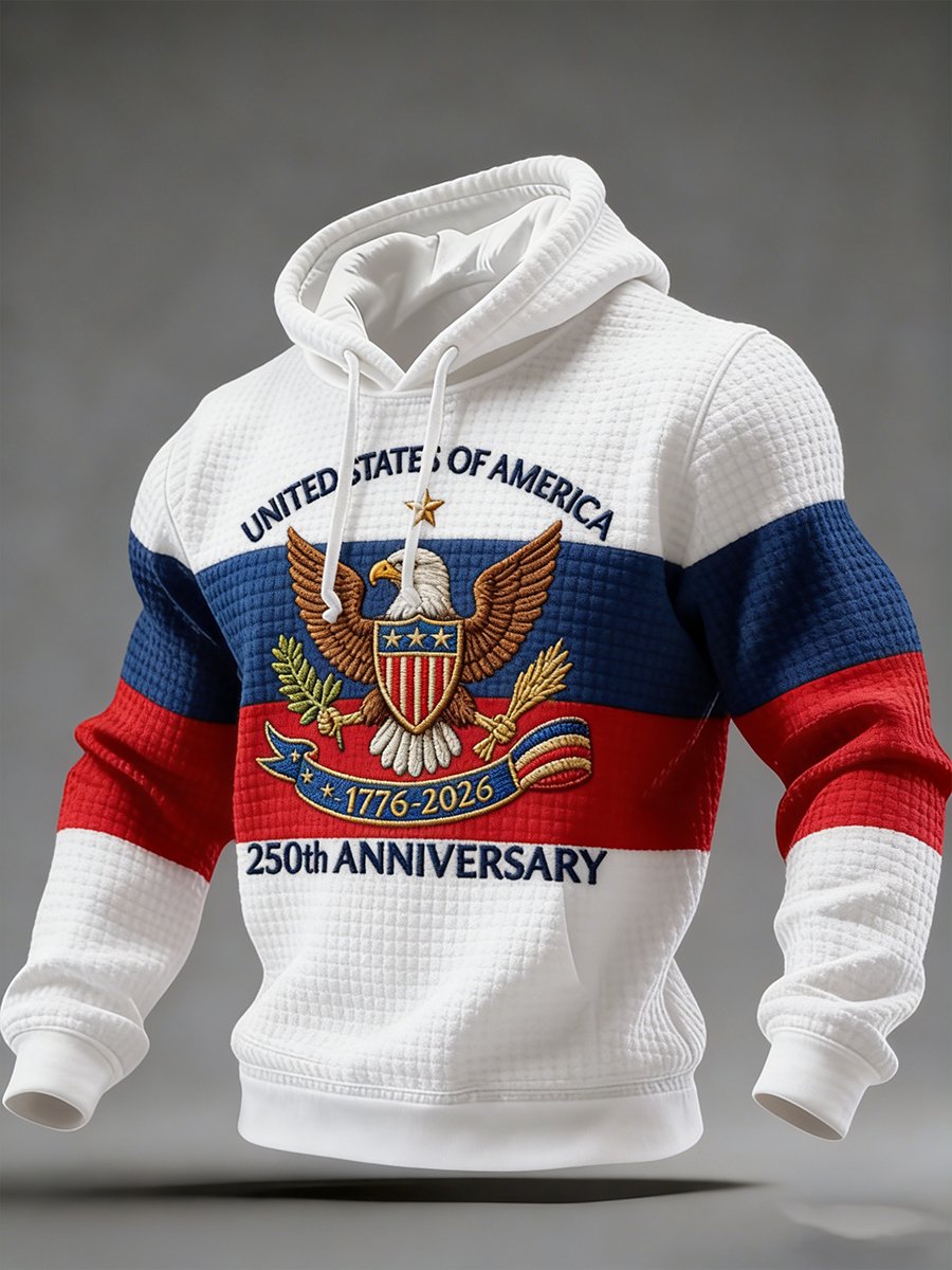 Men's Casual Hoodie With American 250th Anniversary Print