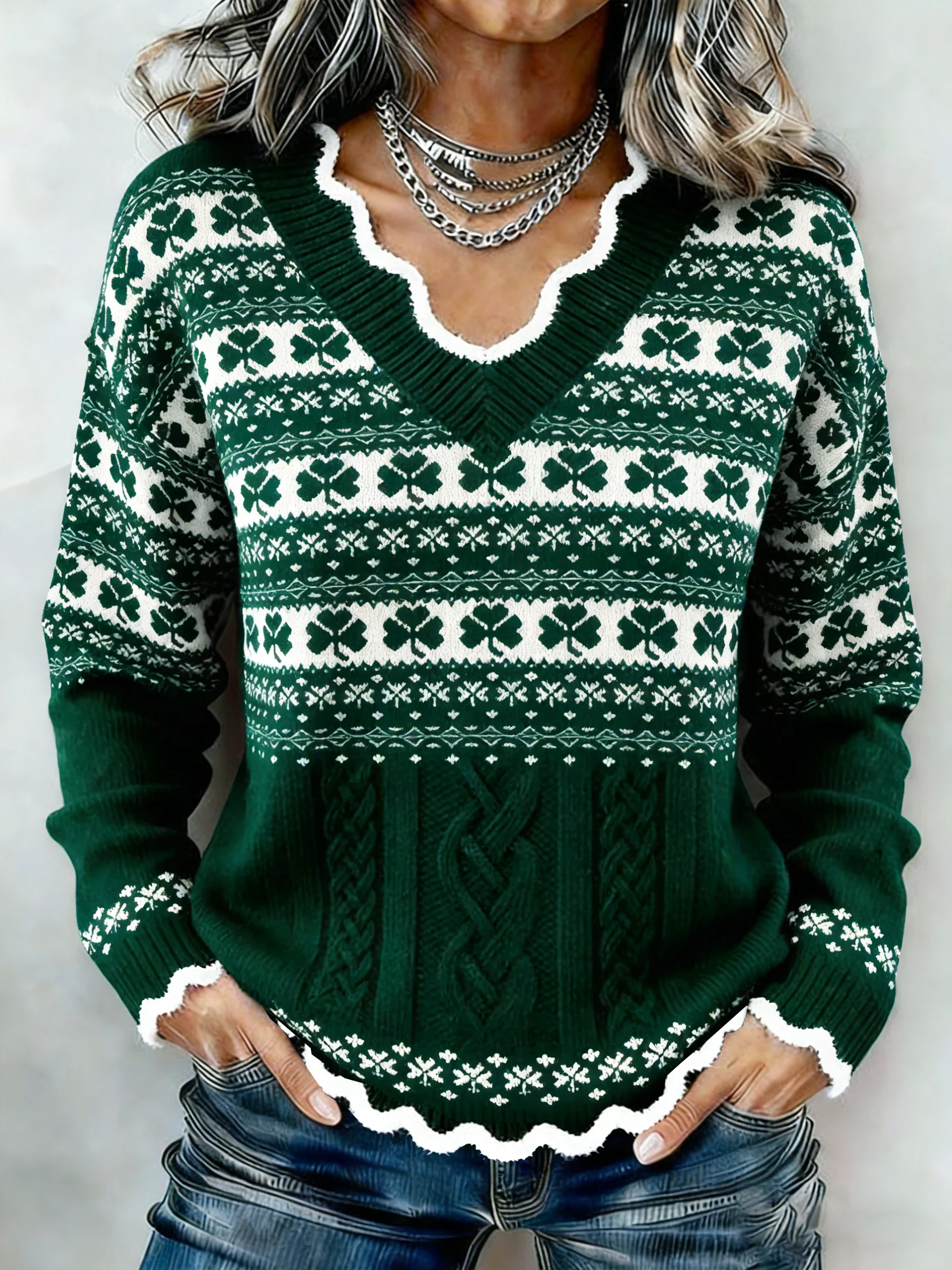 Women's St. Patrick's Day Casual Print Knit Top