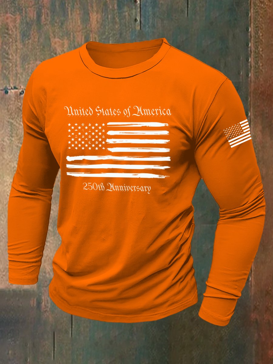 Men's Retro American 250th Anniversary Long-Sleeved T-Shirt