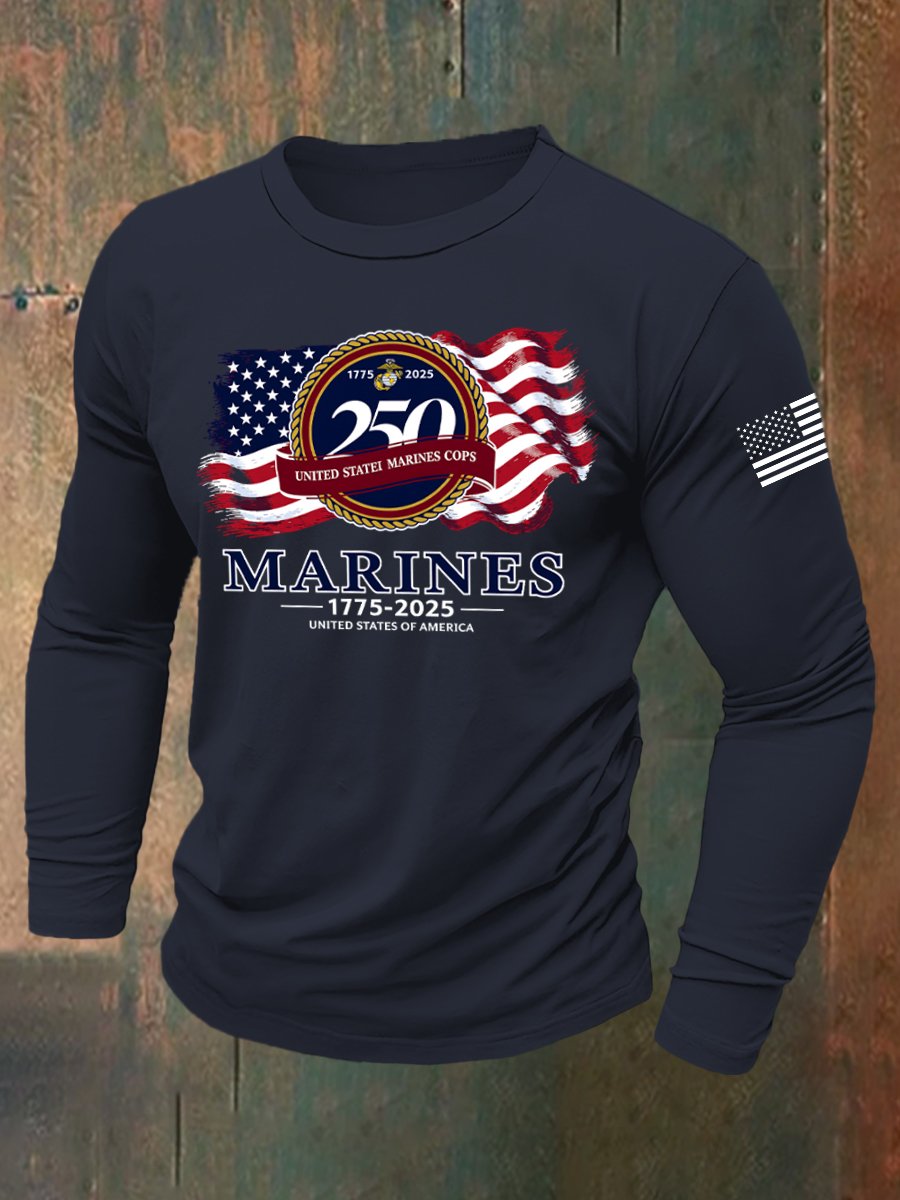 Men's Retro American 250th Anniversary Long-Sleeved T-Shirt