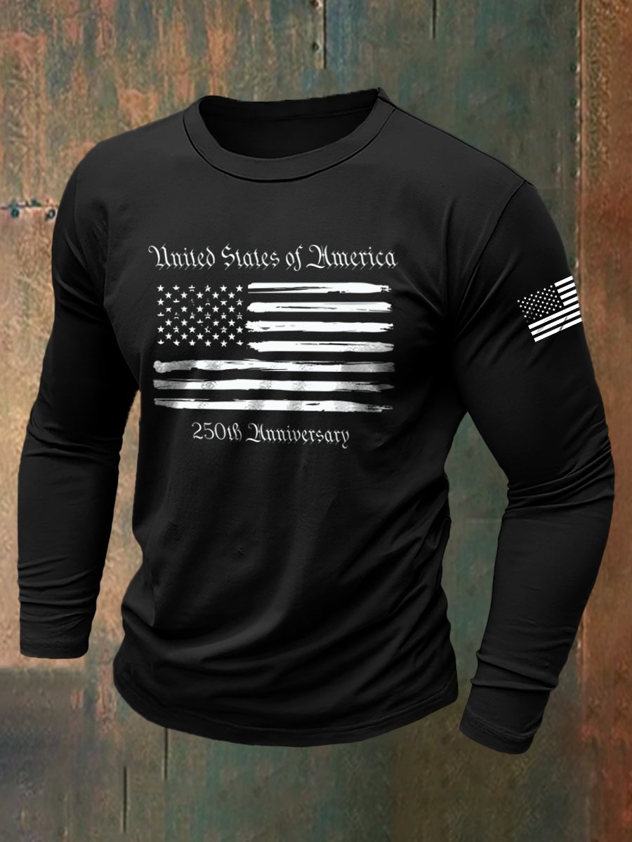 Men's Retro American 250th Anniversary Long-Sleeved T-Shirt