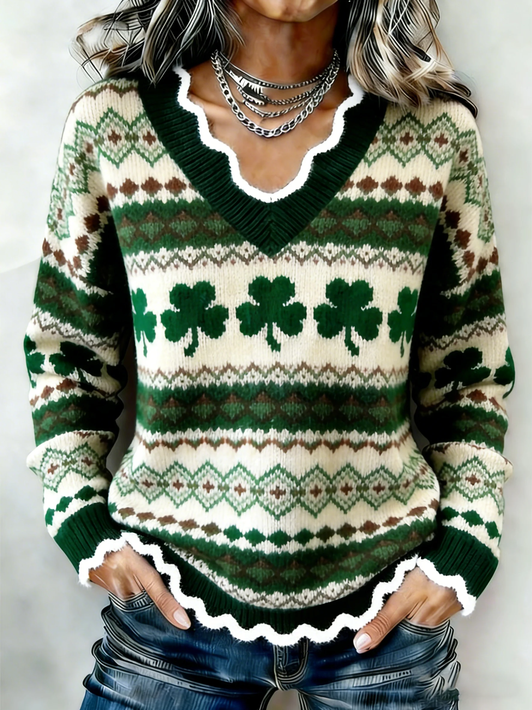 Women's St. Patrick's Day Casual Print Knit Top