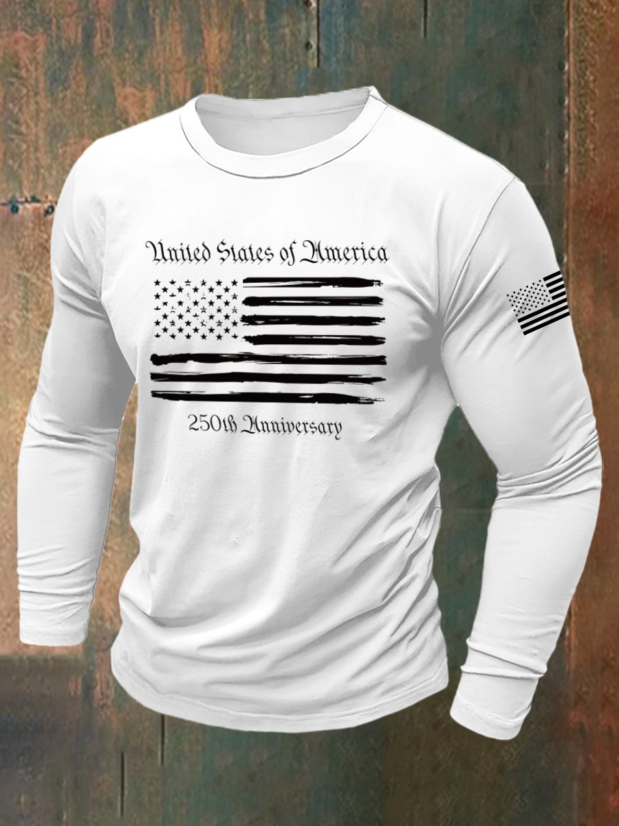 Men's Retro American 250th Anniversary Long-Sleeved T-Shirt