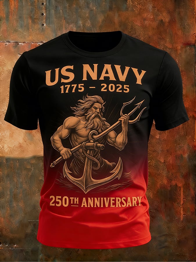 Men's US Army and Navy 250th Anniversary Printed Short-Sleeve T-shirt