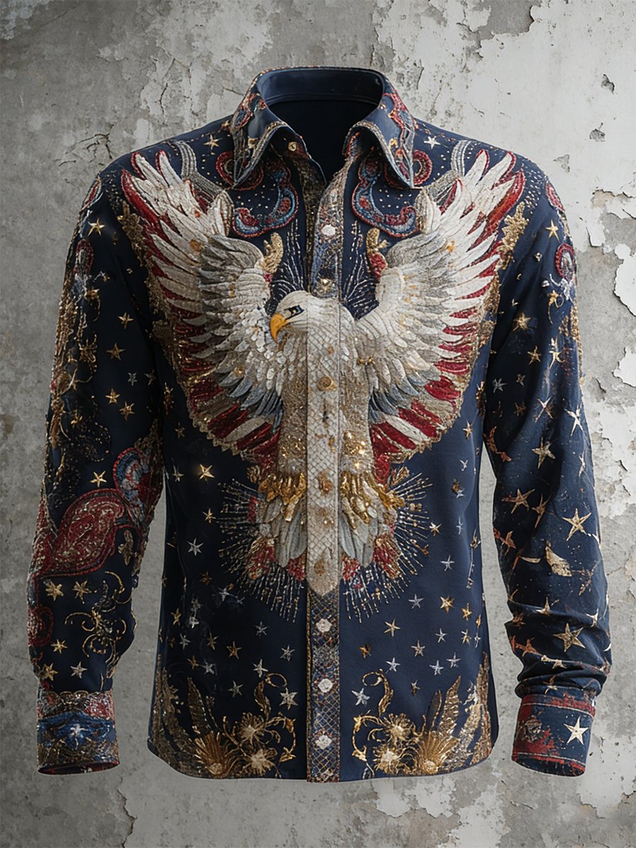 Men's Retro Casual US Army's 250th Birthday Long-Sleeve Shirt