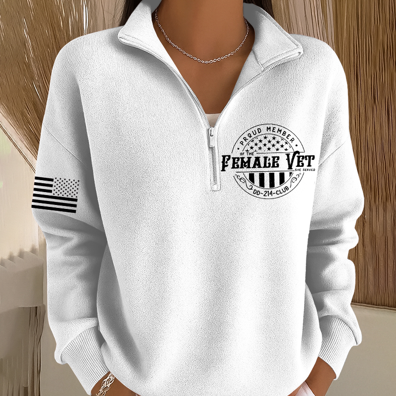 Women's Proud Veteran Casual Zip-Up Sweatshirt