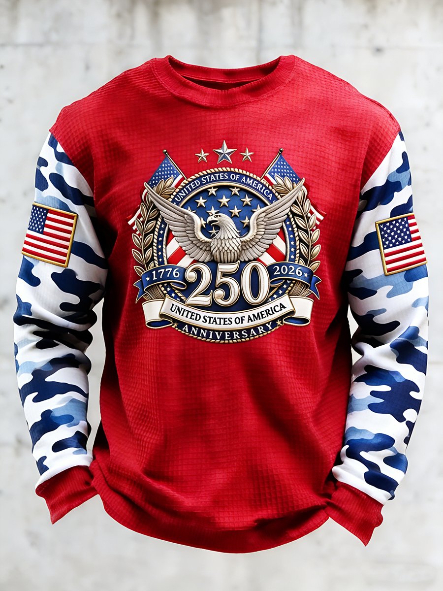 Men'S Casual T-Shirt With American 250th Anniversary Print