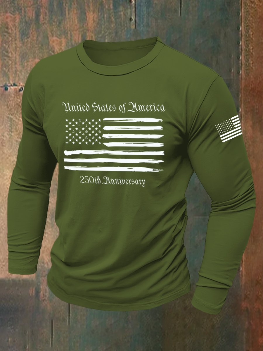 Men's Retro American 250th Anniversary Long-Sleeved T-Shirt