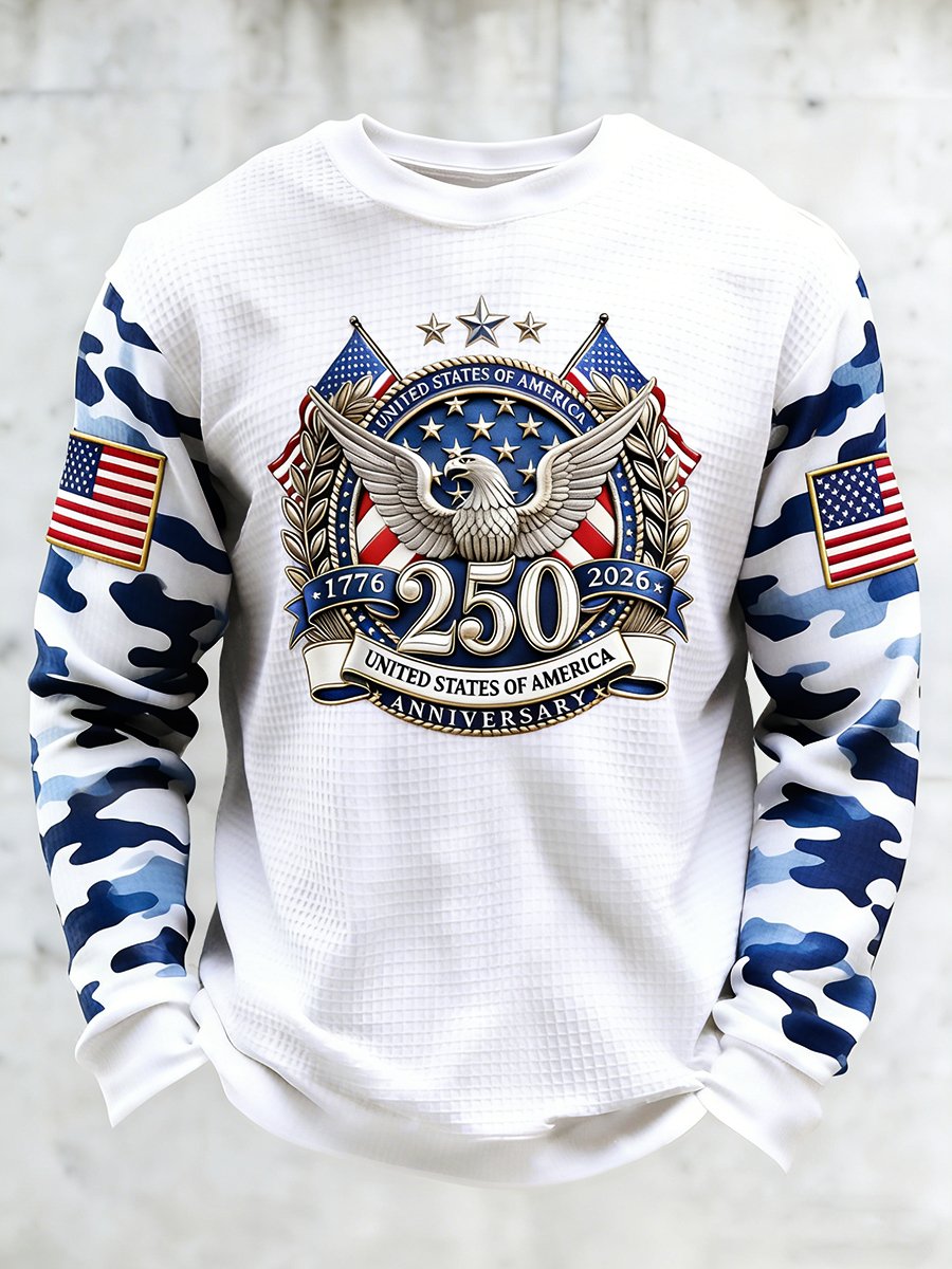 Men'S Casual T-Shirt With American 250th Anniversary Print