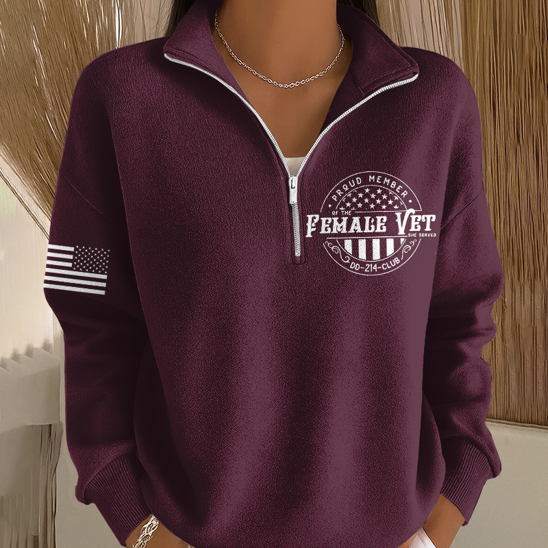 Women's Proud Veteran Casual Zip-Up Sweatshirt