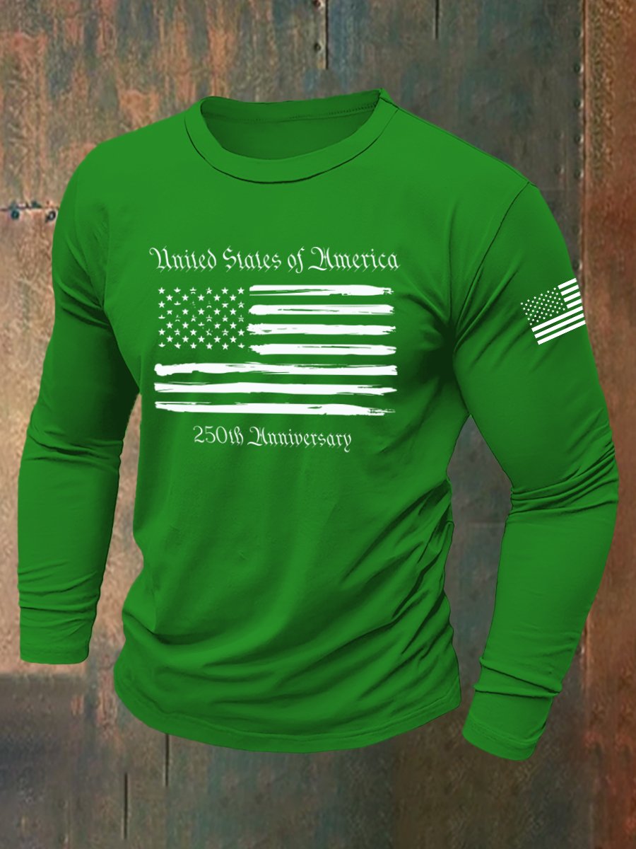 Men's Retro American 250th Anniversary Long-Sleeved T-Shirt