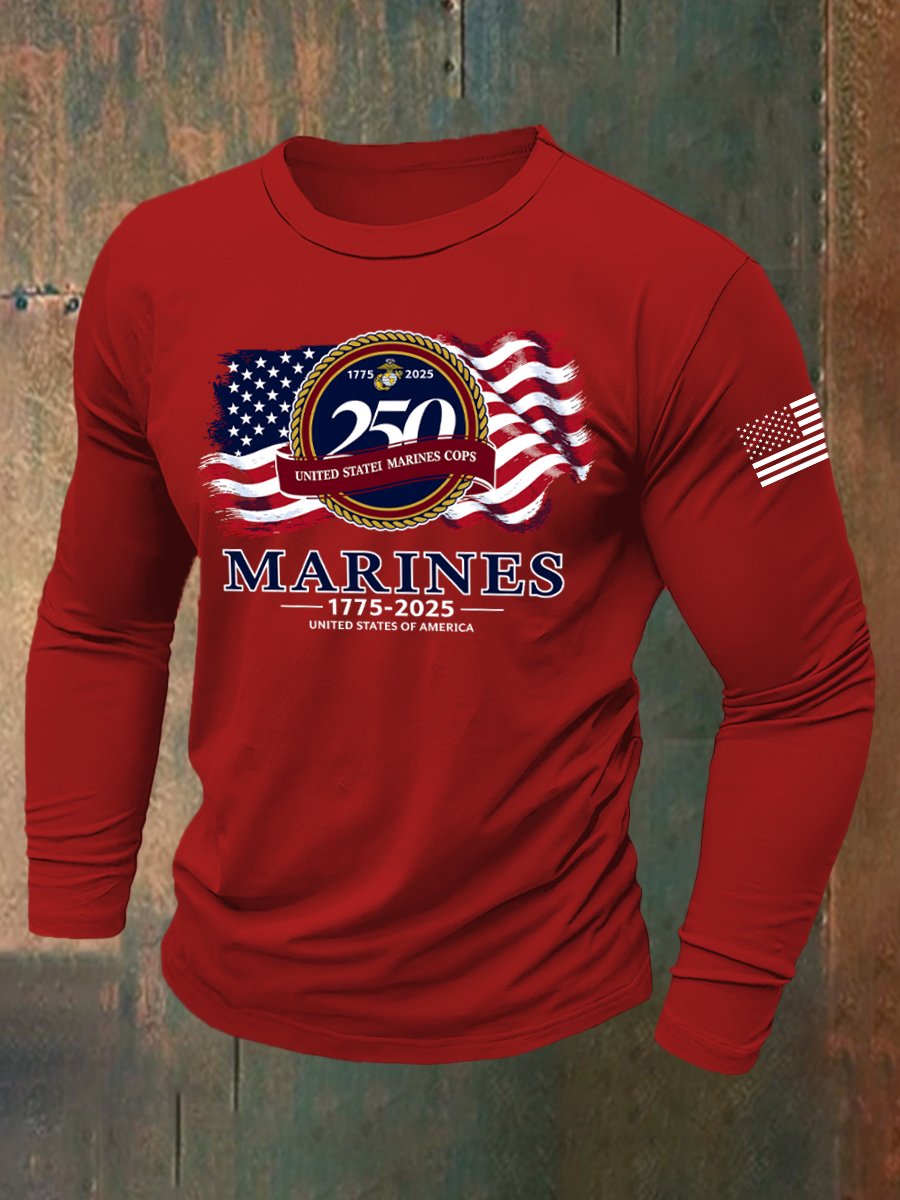 Men's Retro American 250th Anniversary Long-Sleeved T-Shirt