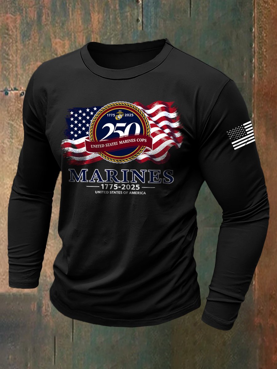 Men's Retro American 250th Anniversary Long-Sleeved T-Shirt