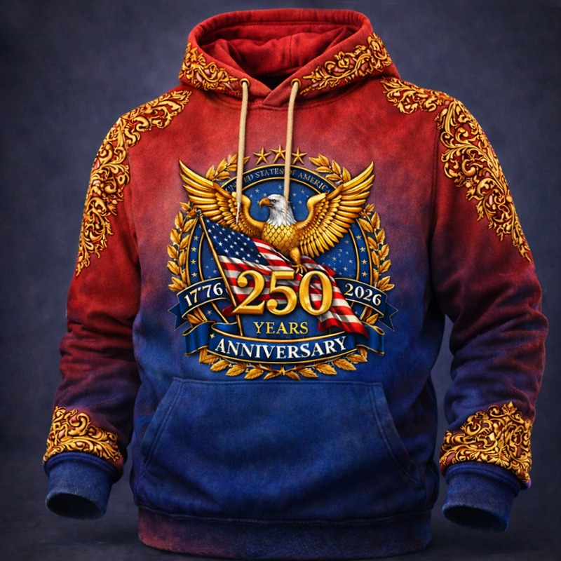 US 250th Anniversary Floral Art Print Casual Hoodie