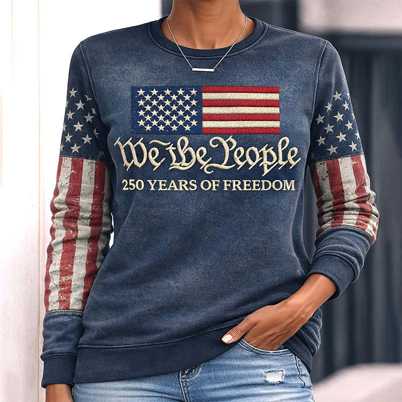 US Retro 250th Anniversary Print Long Sleeve Sweatshirt