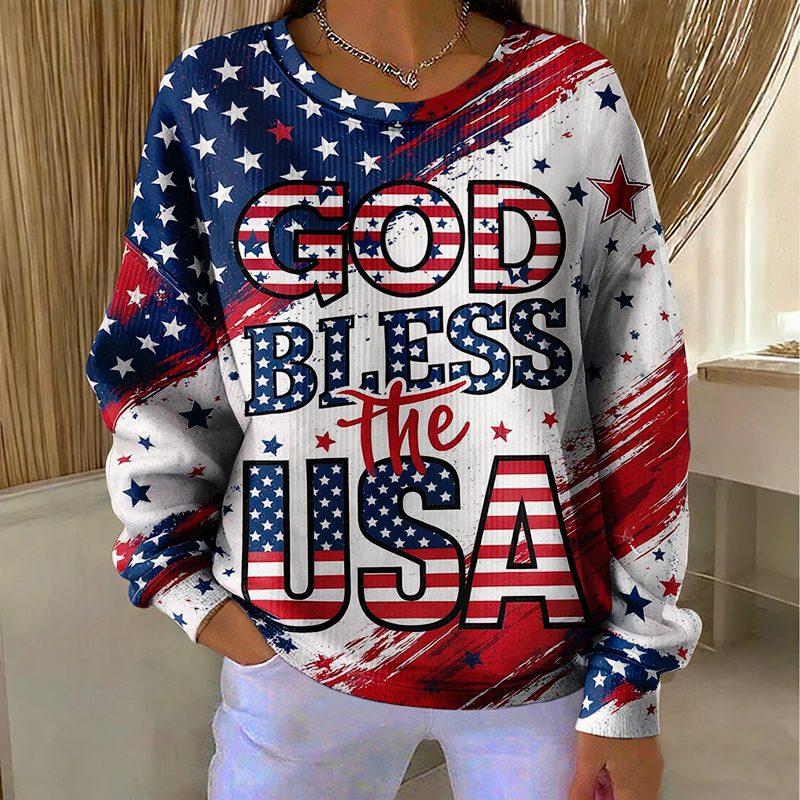 Women's American 250th Anniversary Faith Print Casual Sweatshirt