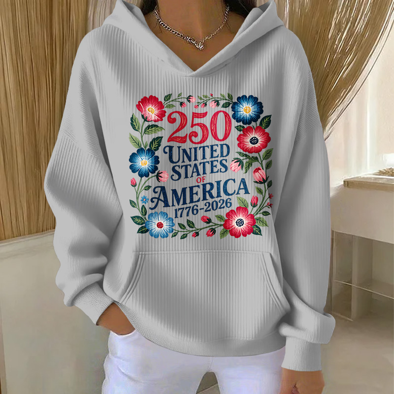 Women's US 250th Anniversary Print Casual Hoodie
