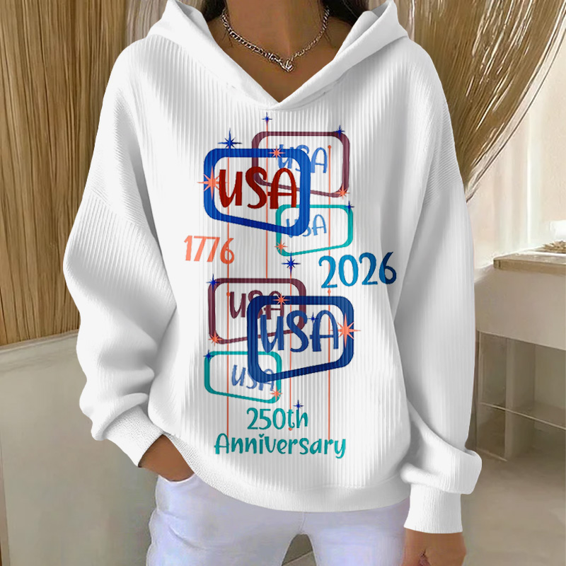Women's US 250th Anniversary Print Casual Hoodie