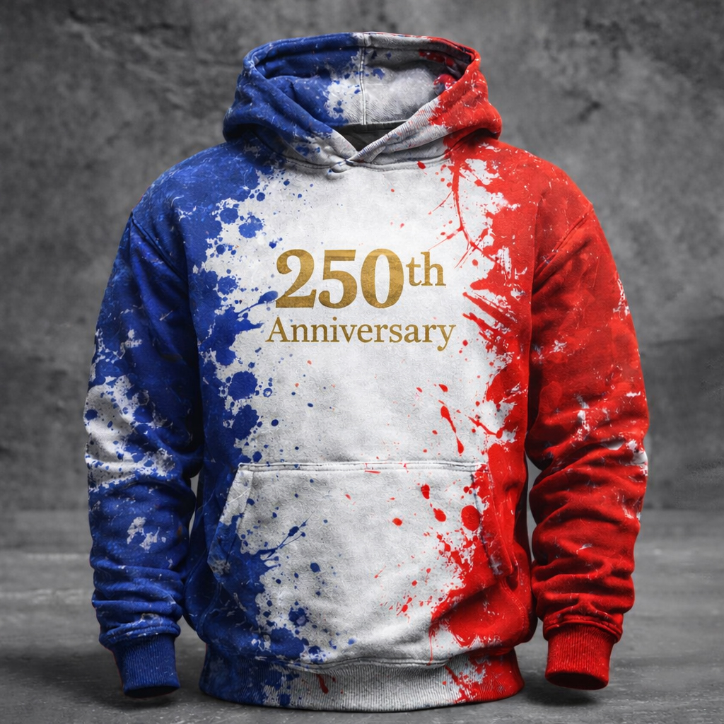 US 250th Anniversary Print Casual Hoodie