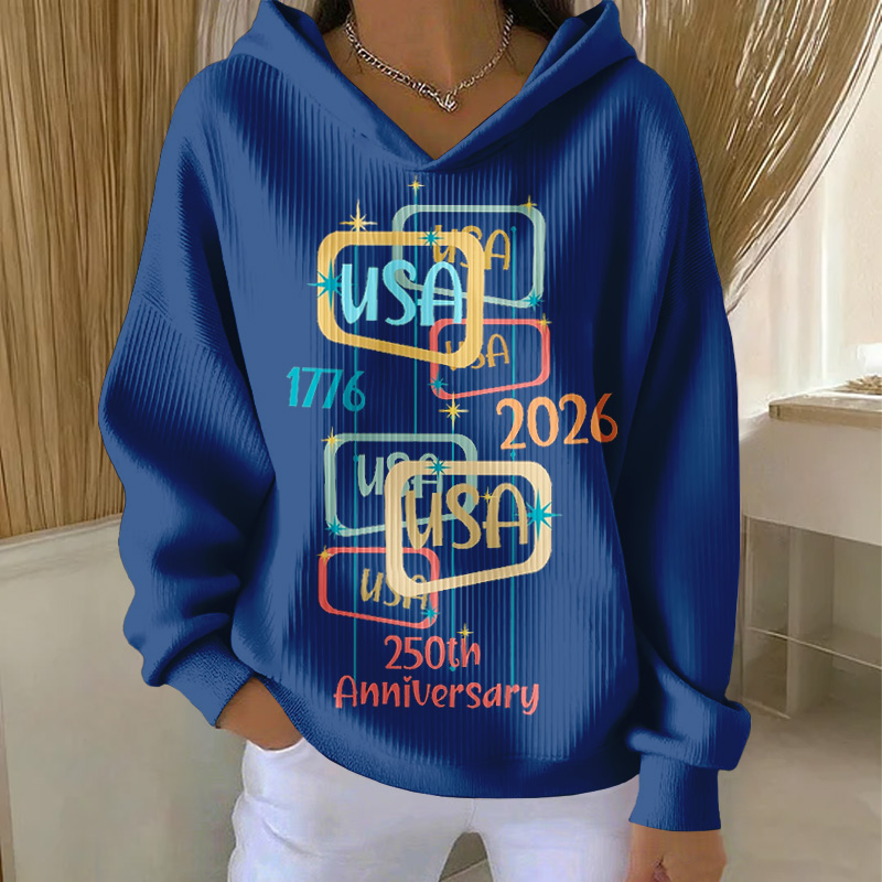 Women's US 250th Anniversary Print Casual Hoodie