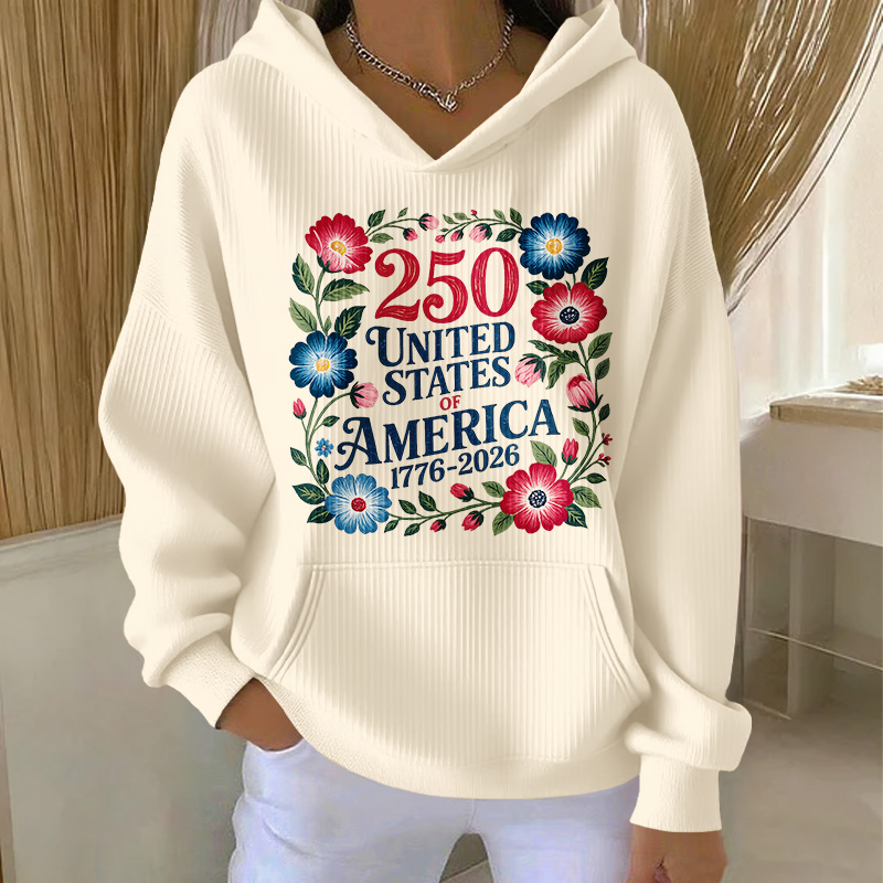 Women's US 250th Anniversary Print Casual Hoodie