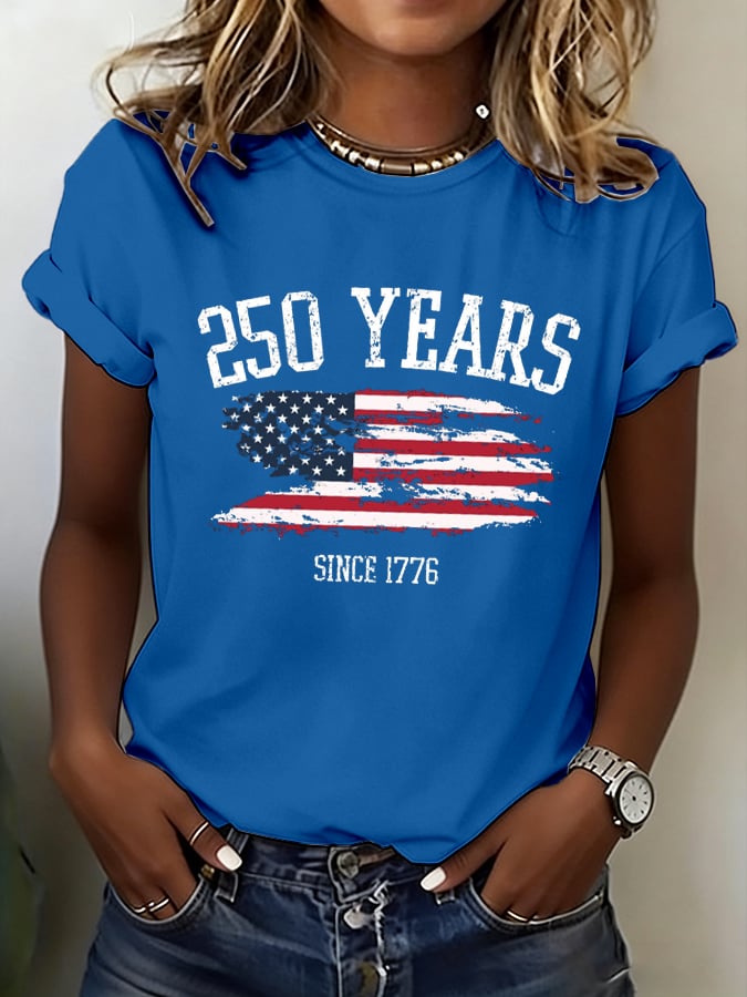 Women's 250th Anniversary National Flag Print Casual T-Shirt