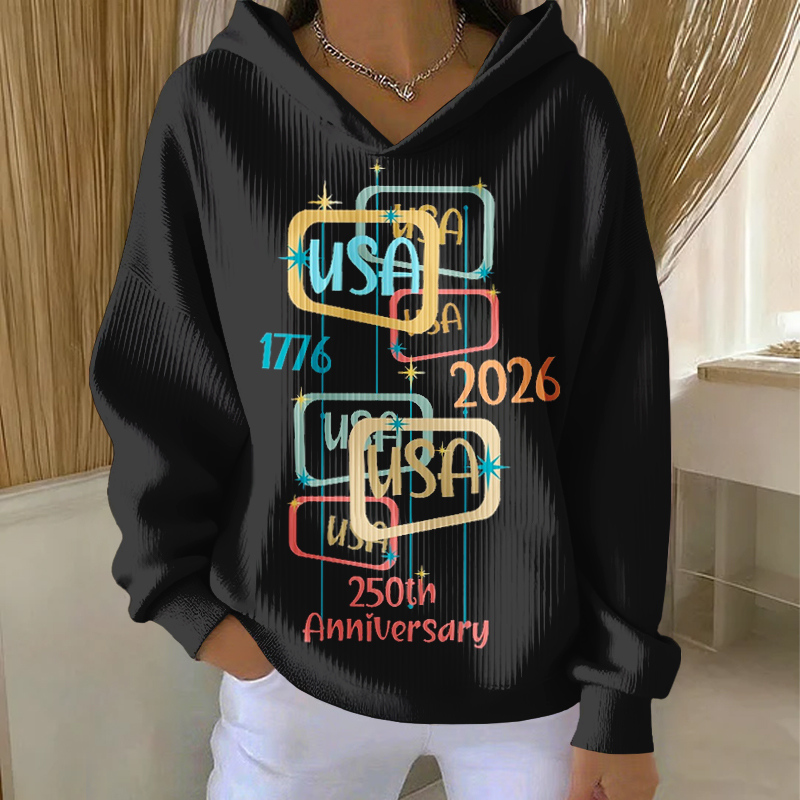 Women's US 250th Anniversary Print Casual Hoodie