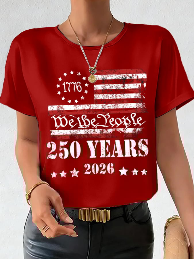 Women's 250th Anniversary National Flag Print Casual T-Shirt