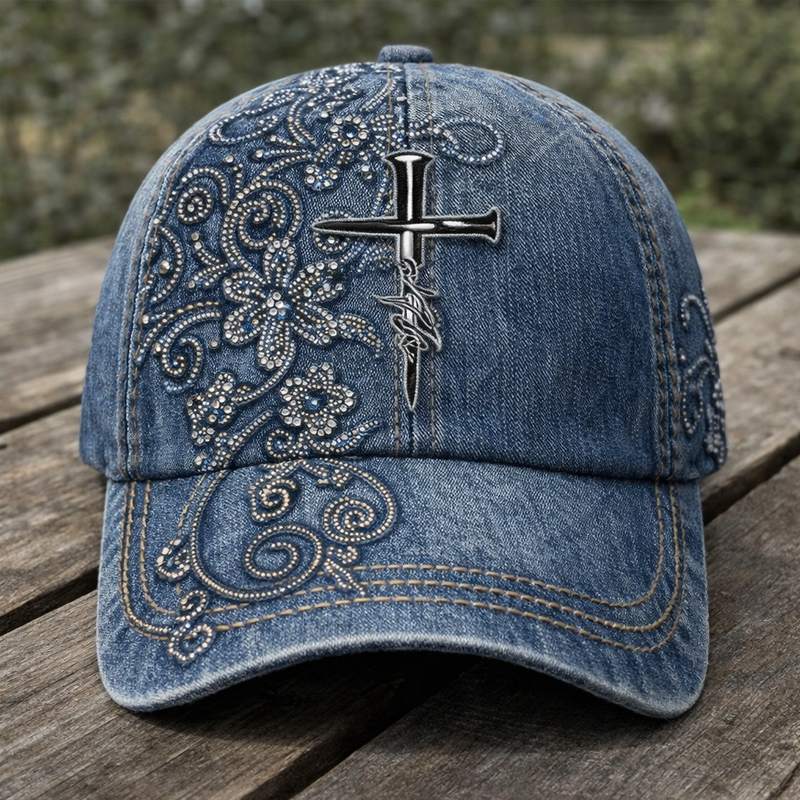 Retro Faith Floral Art Print Casual Hat