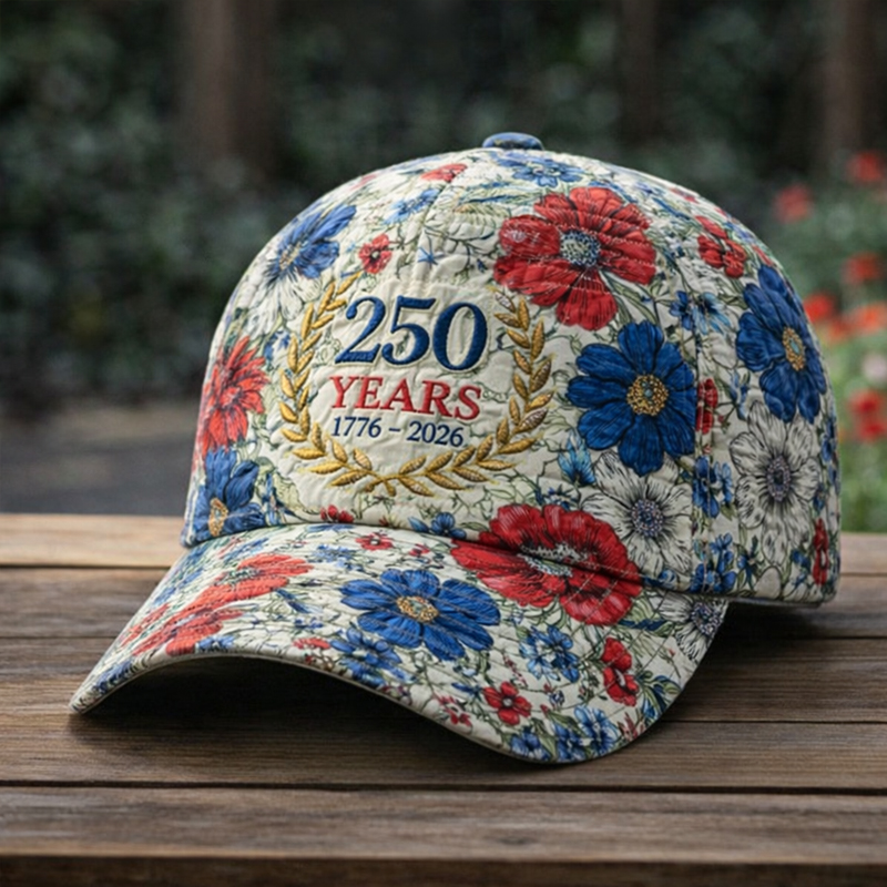 250th Anniversary Floral Flag Art Printed Casual Hat