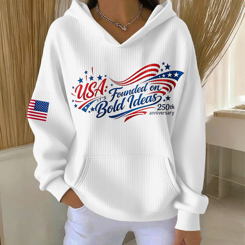Women's US 250th Anniversary Print Casual Hoodie